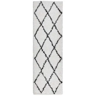 vidaXL Košata preproga PAMPLONA moderna krem in črna 80x250 cm