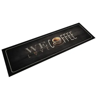 vidaXL Kuhinjska preproga pralna napis coffee 45x150 cm žamet