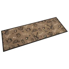 vidaXL Kuhinjska preproga pralna dobro jutro rjava 60x180 cm žamet