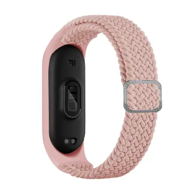 Pašček za uro iz najlona za Xiaomi Mi Band 3/4/5/6/7/NFC Pink