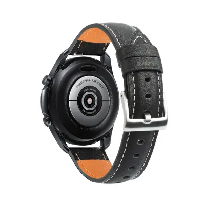 Zapestnica Samsung Galaxy Watch 3 (45 mm) Pravo usnje Črna