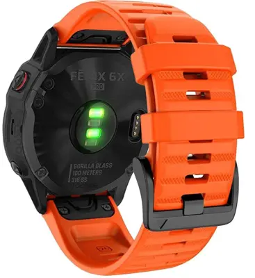 Garmin zapestnica 26 mm Fenix 6X/5X Plus/3HR/Descent MK1 silikon Oranžna