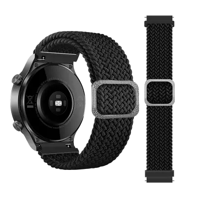 Najlonski pašček za uro, združljiv s Huawei, Xiaomi, Garmin, Samsung 22 mm Black