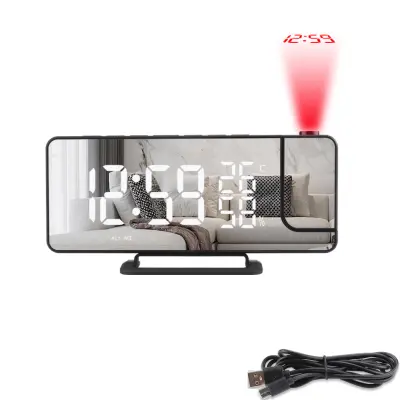 Projektorska ura s temperaturo Mirror/črna