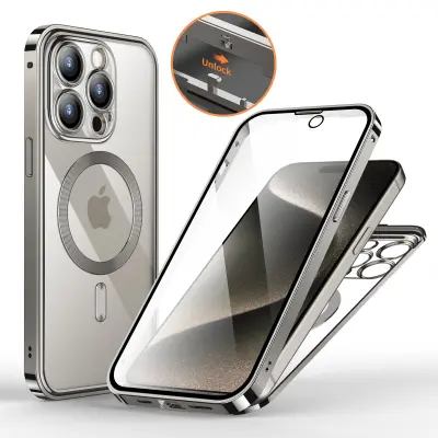 Ovitek za iPhone z zaščito zaslona za serijo iPhone 15 Silver  iPhone 15 Pro