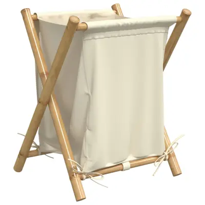 vidaXL Košara za perilo krem bela 45x55x63,5 cm bambus