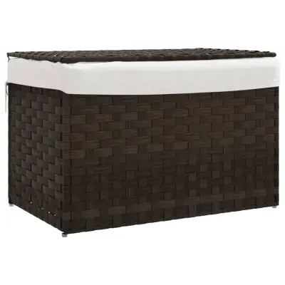 vidaXL Košara za perilo s pokrovom temno rjava 55,5x35x34 cm PE ratan