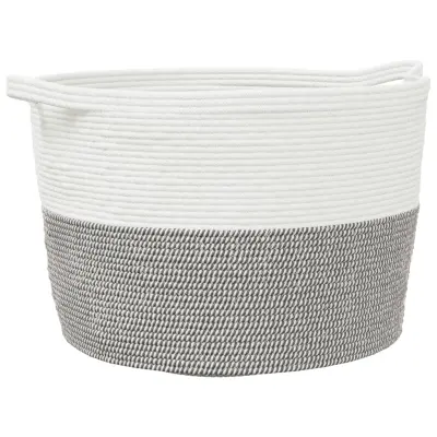 vidaXL Košara za perilo siva in bela Ø60x36 cm bombaž