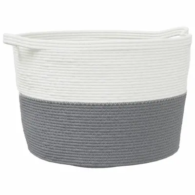 vidaXL Košara za perilo siva in bela Ø60x36 cm bombaž