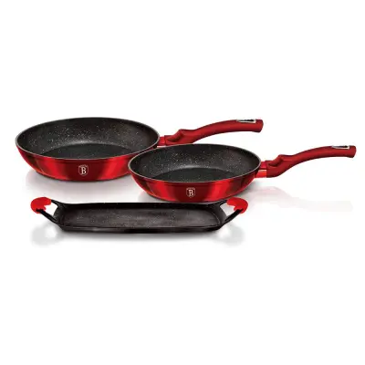 SET GRANITNE PONEVE + PLOŠČA BERLINGER HAUS METALIC LINE BORDO BH-1668