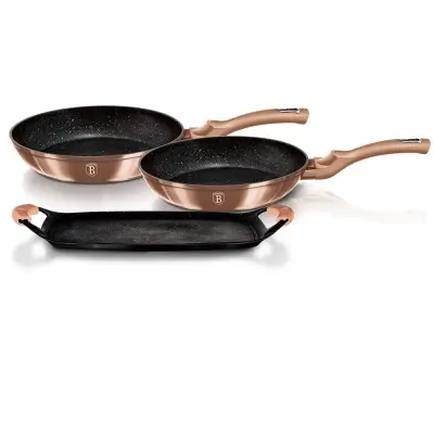 SET GRANITNE PONEVE + PLOŠČA BERLINGER HAUS METALLIC LINE ROSE GOLD BH-1669