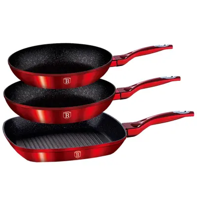 SET 3 GRANITNIH PONEV BERLINGERHAUS RDEČA METALIC LINE BH-1289