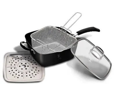 PONEV 24cm S KOŠARO IN PARNO PLOŠČO 4 ELEMENTI. BERLINGER HAUS BLACK PRO BH-6554