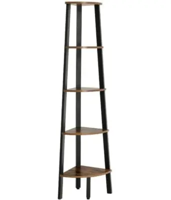 VASAGLE Kotna knjižna omara 5 nivojev LLS35X