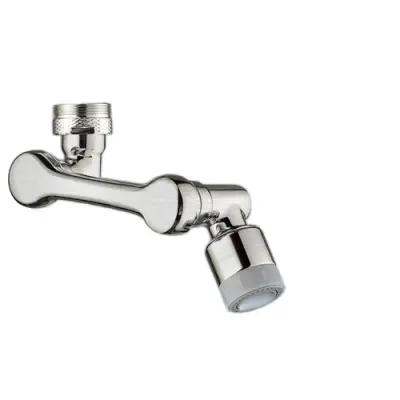 1080 stopinj vrtljiv podaljšek pipe 2 izhoda za vodo Krtačeno Silver