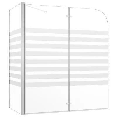vidaXL Tuš stena za kopalno kad 120x68x130 cm kaljeno steklo s črtami