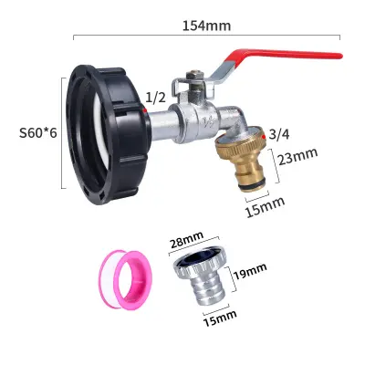Dodatki za rezervoar IBC Pipa iz zlitine z medeninastim adapterjem za pipo   1/2-palčna aluminijasta pipa