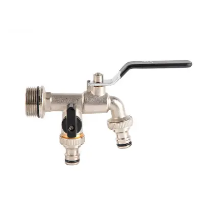 Zunanja pipa - 1-palčni dovod, dvojni 3/4-palčni izhod Black