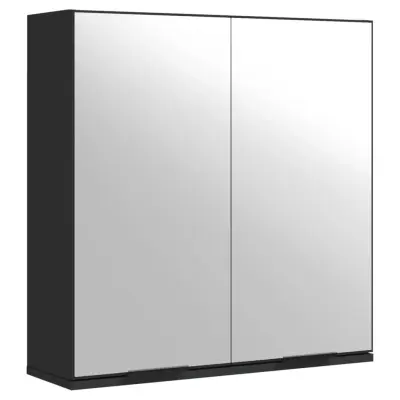 vidaXL Kopalniška omarica z ogledalom črna 64x20x67 cm