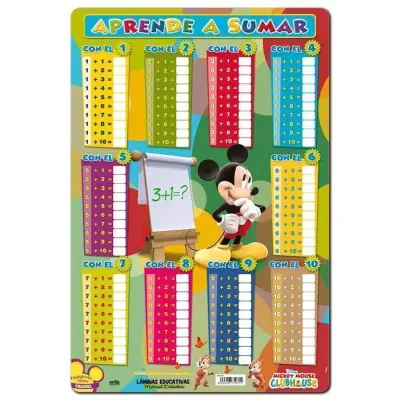 LAMINA EDUCATIVA APRENDE A SUMAR-MICKEY