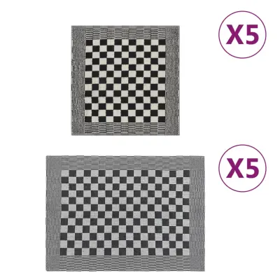 vidaXL Komplet brisač 10-delni črn in bel bombaž