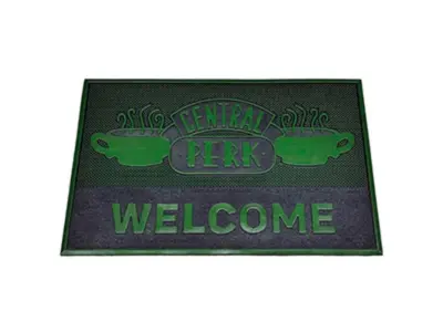 Gumijasta preproga FRIENDS Door Mat (Central Perk Design) - uradno blago, črna/zelena, 40 cm x 60 cm