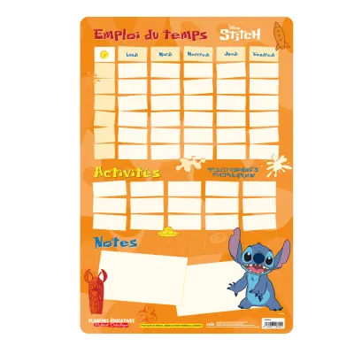 FRANCOSKI IZOBRAŽEVALNI LIST EMPLOI DU TEMPS DISNEY STITCH