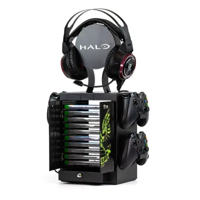 Numskull uradni stolp za shranjevanje iger Halo, držalo za krmilnik, stojalo za slušalke za PS4, Xbox One, Nintendo Switch - uradno blago 343 Industri