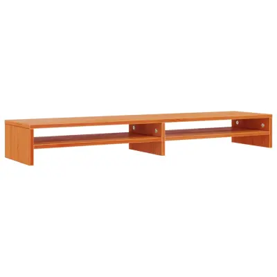 vidaXL Stojalo za zaslon voščeno rjavo 100x24x13 cm trdna borovina