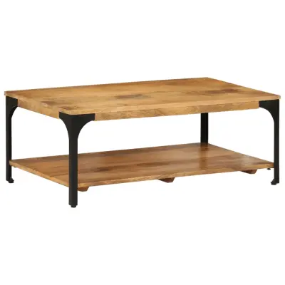 vidaXL Klubska mizica 100x55x38 cm trden mangov les in jeklo