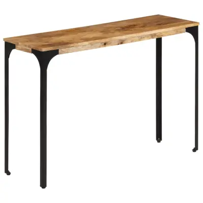 vidaXL Konzolna mizica rjava 110x35x76 cm trden mangov les in železo
