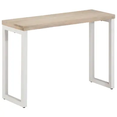 vidaXL Konzolna mizica rjava 110x35x76 cm trden mangov les in železo