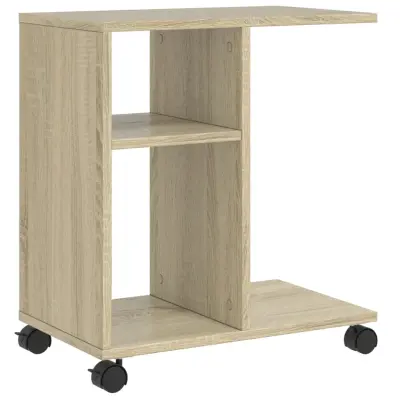 vidaXL Stranska mizica s kolesi sonoma hrast 50x30x55 cm inžen. les