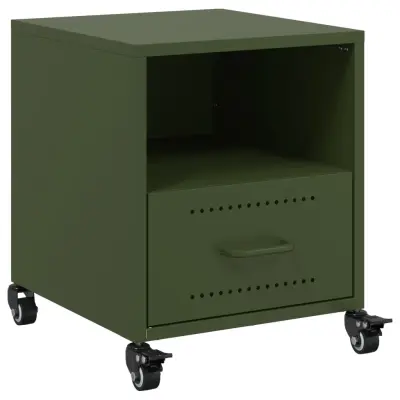 vidaXL Nočna omarica olivno zelena 36x39x43,5 cm jeklo
