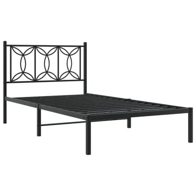 vidaXL Kovinski posteljni okvir z vzglavjem črn 100x200 cm