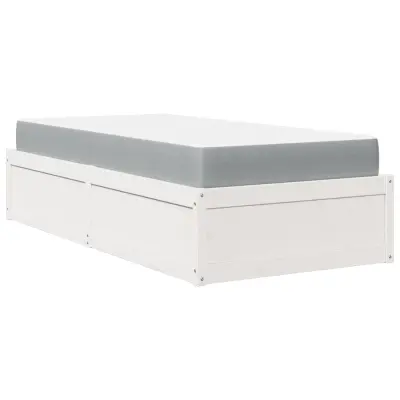 vidaXL Postelja z vzmetnico bela 90x190 cm trdna borovina