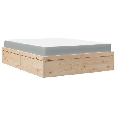 vidaXL Postelja z vzmetnico 140x200 cm trdna borovina