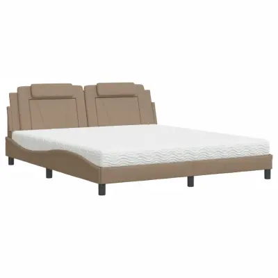 vidaXL Postelja z vzmetnico kapučino 180x200 cm umetno usnje