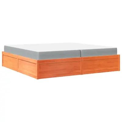 vidaXL Postelja z vzmetnico voščeno rjava 200x200 cm trdna borovina
