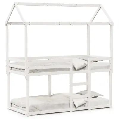 vidaXL Pograd s streho bel 90x190 cm trdna borovina
