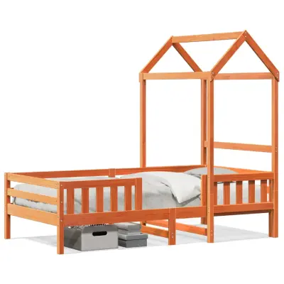 vidaXL Posteljni okvir s streho voščeno rjav 80x200 cm trdna borovina