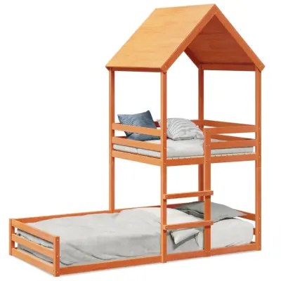 vidaXL Pograd s steho voščeno rjav 90x190 cm trdna borovina