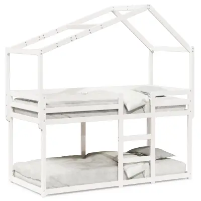 vidaXL Pograd s streho bel 90x190 cm trdna borovina