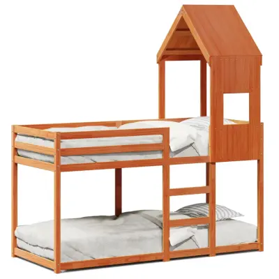 vidaXL Pograd s steho voščeno rjav 90x190 cm trdna borovina
