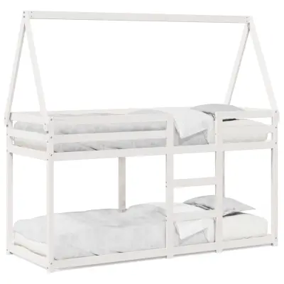 vidaXL Pograd s streho bel 90x200 cm trdna borovina