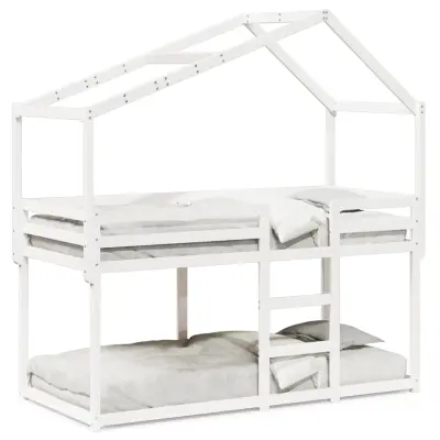 vidaXL Pograd s streho bel 90x190 cm trdna borovina