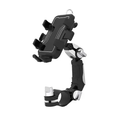Nosilec za telefon na krmilu motornega kolesa 360-stopinjska rotacija brez blokiranja vida Black