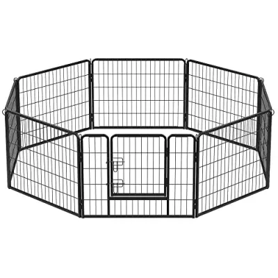 8 panelna ograja za hišne ljubljenčke, železna kletka za pse, težka ograja za hišne ljubljenčke, ograja za kužke, zložljiva in prenosna, 77 x 60 cm, č