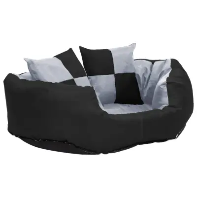 vidaXL Pasja blazina dvostranska in pralna siva in črna 65x50x20 cm