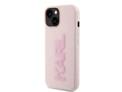 Karl Lagerfeld, Ohišje za Apple iPhone 15 3D Rubber Karl Glitter, Roza